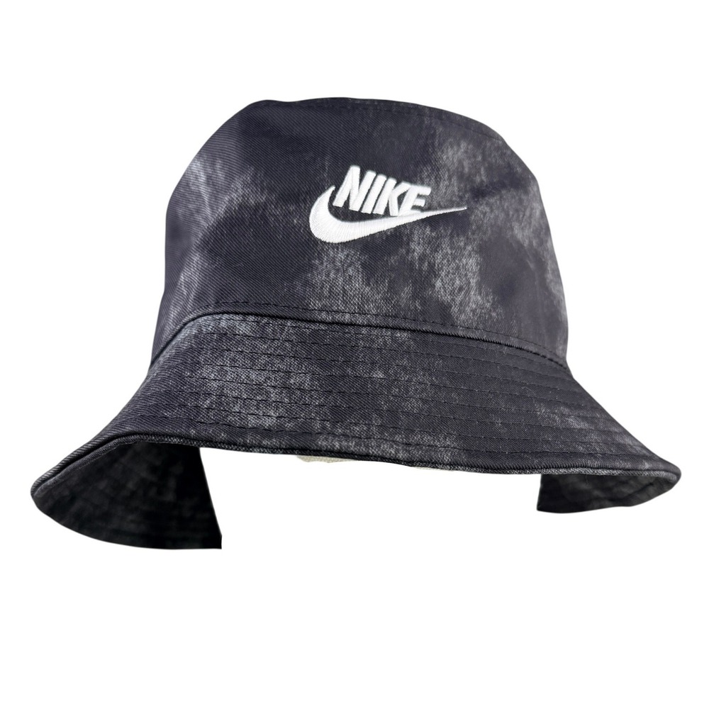 Nike Sportswear Futura Tie Dye Bucket Hat Black Grey Acid Wash Sun Cap M/L